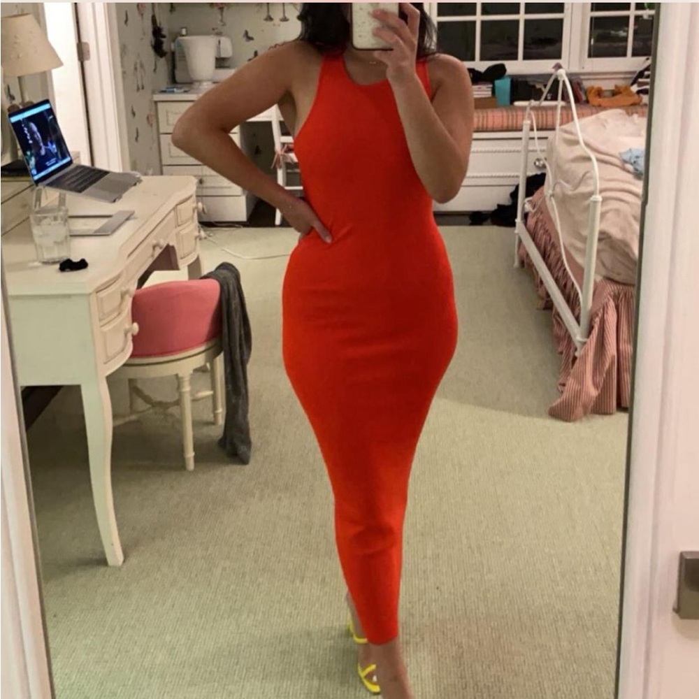 Zara Vibrant Orange Midi Dress